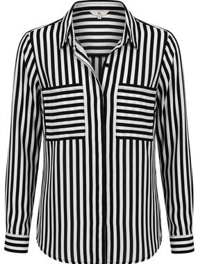 Women's Black & White Vertical Stripe Button-Down Shirt boutique brand